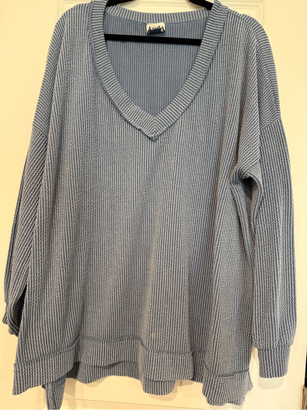 ARULA Light Blue V-Neck Knit Sweater